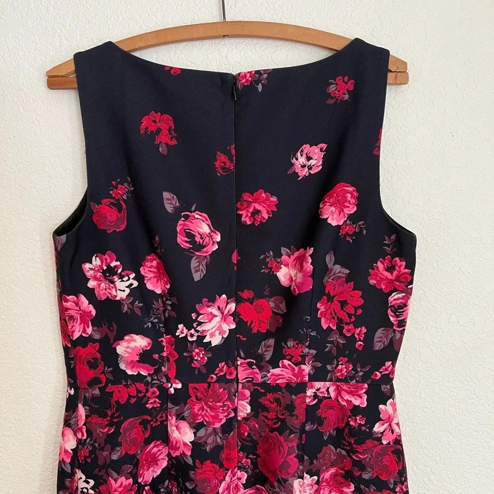 Womens Talbots Black Red Floral Dress Size 8 - Picture 3 of 5